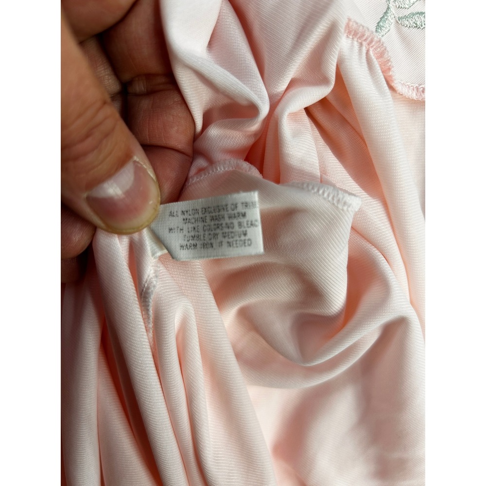 Shadowline Pink Nylon Floral Embroidered Nightgown Lounger‎ Robe Medium - Picture 8 of 9